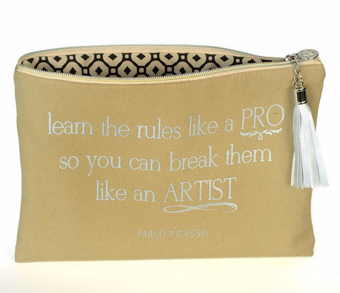 Canvas Cosmetic Bag - Pablo Picasso Quote